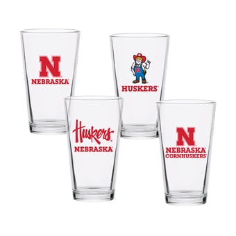 Nebraska Huskers 16oz. Collector Pint Glass Four-Piece Set