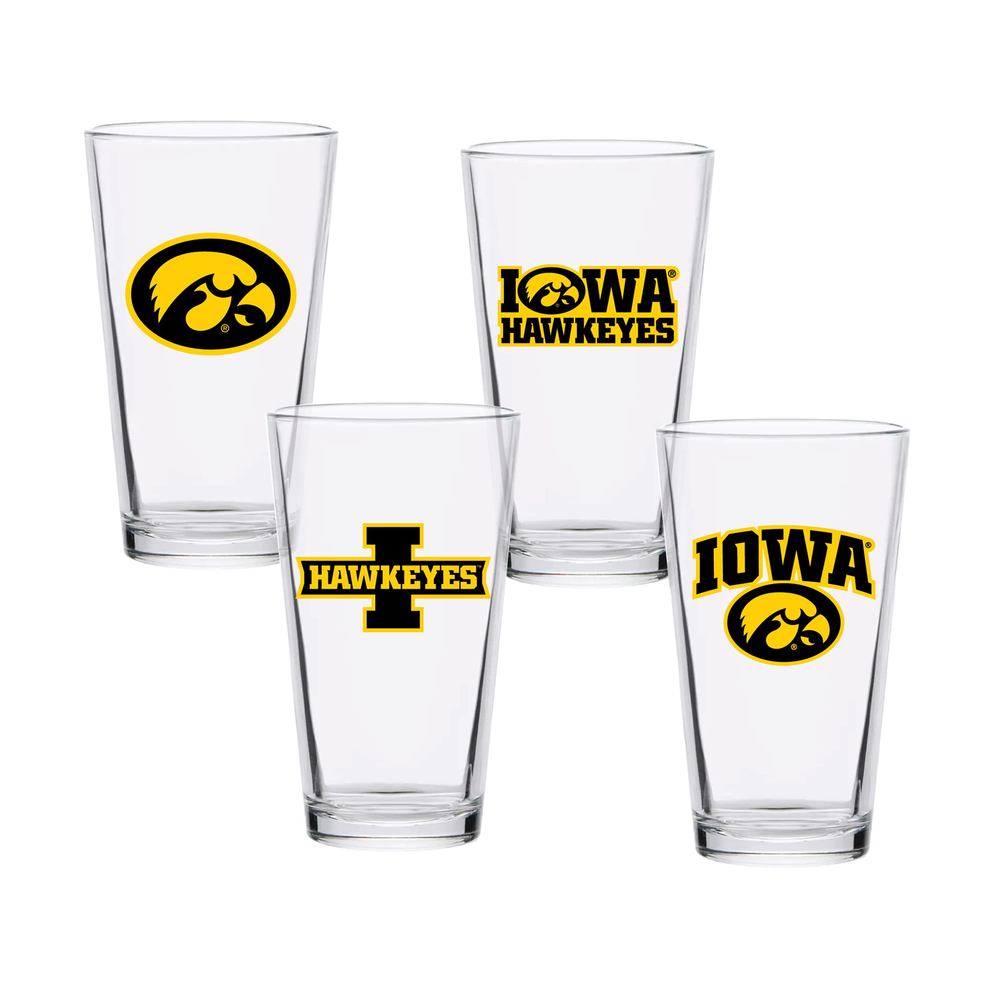 Iowa Hawkeyes 16oz. Collector Pint Glass Four-Piece Set