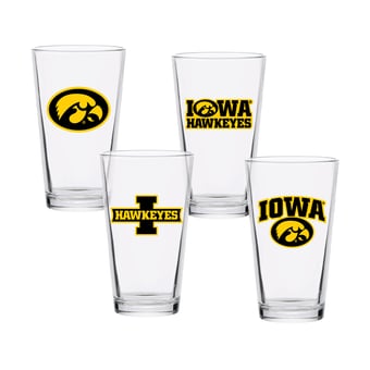 Iowa Hawkeyes 16oz. Collector Pint Glass Four-Piece Set