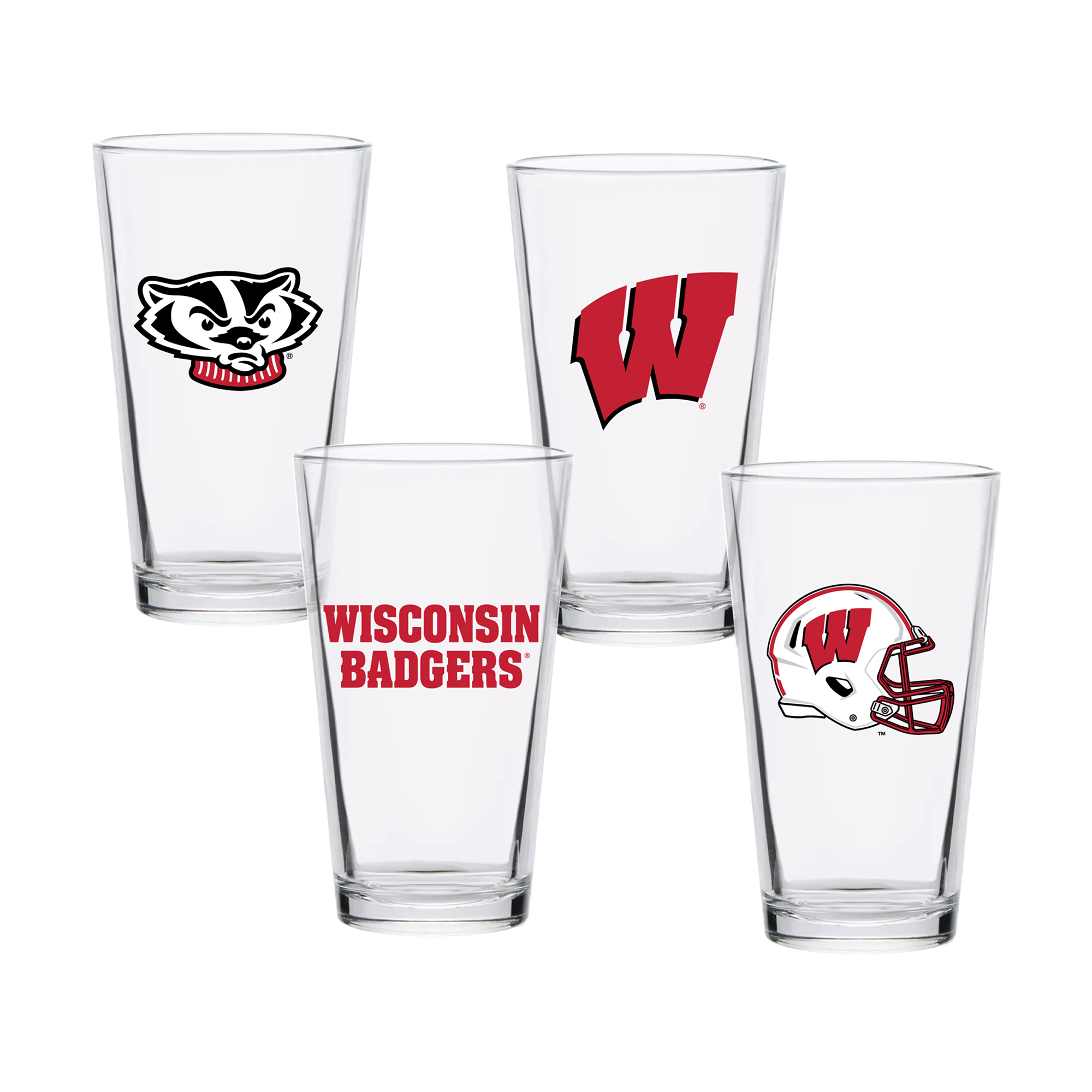 Wisconsin Badgers 16oz. Collector Pint Glass Four-Piece Set