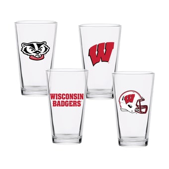 Wisconsin Badgers 16oz. Collector Pint Glass Four-Piece Set