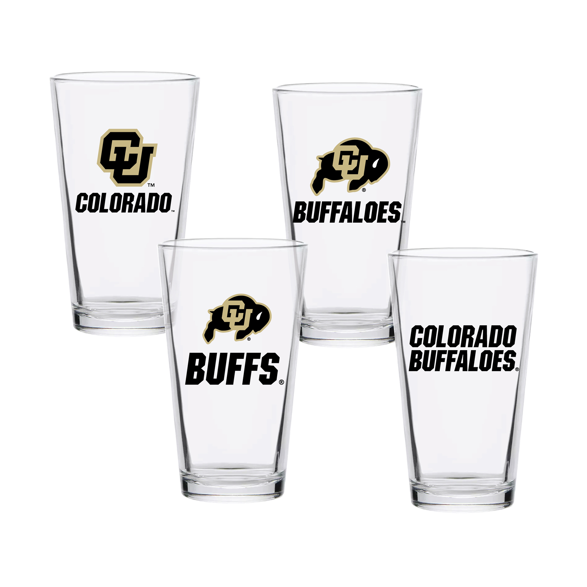 Colorado Buffaloes 16oz. Collector Pint Glass Four-Piece Set