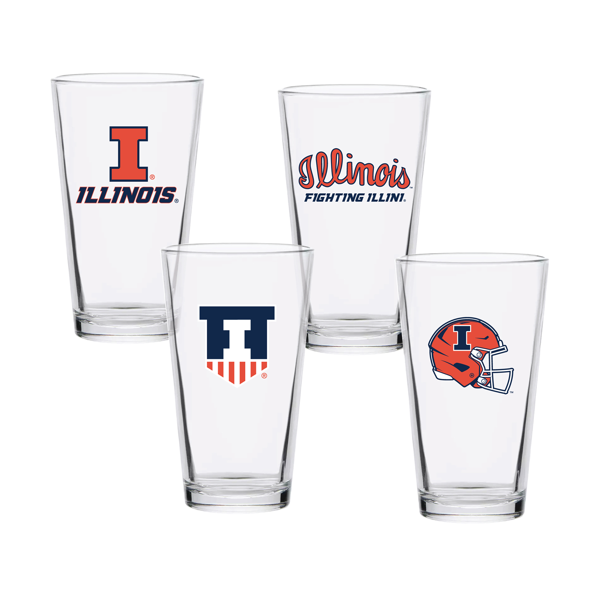 Illinois Fighting Illini 16oz. Collector Pint Glass Four-Piece Set