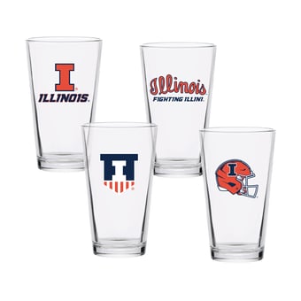 Illinois Fighting Illini 16oz. Collector Pint Glass Four-Piece Set