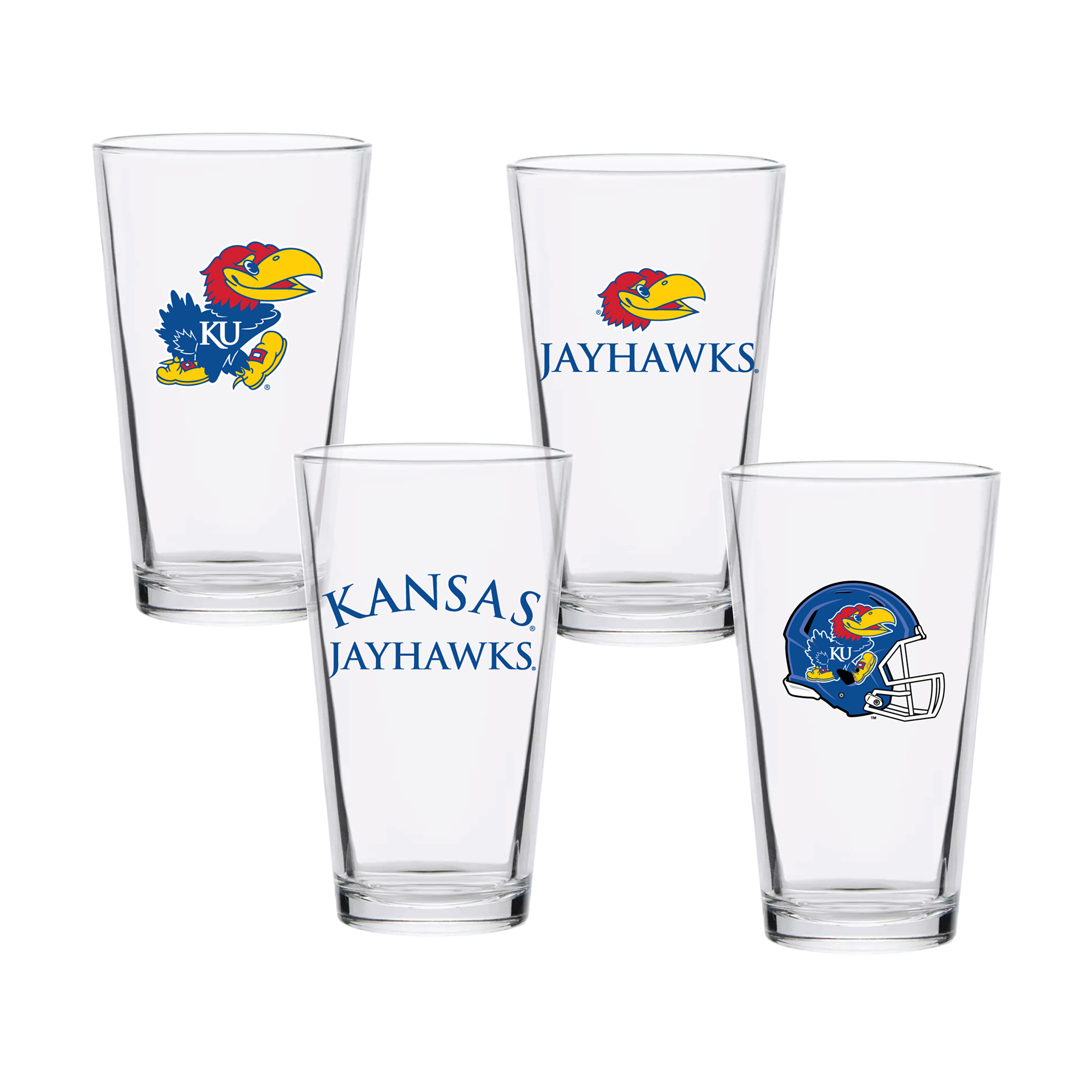 Kansas Jayhawks 16oz. Collector Pint Glass Four-Piece Set
