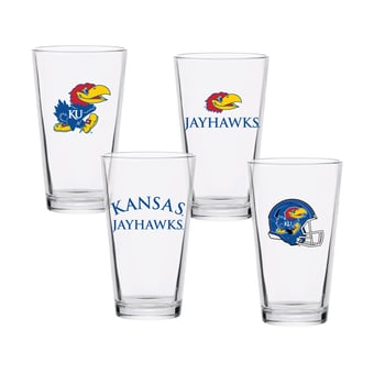 Kansas Jayhawks 16oz. Collector Pint Glass Four-Piece Set