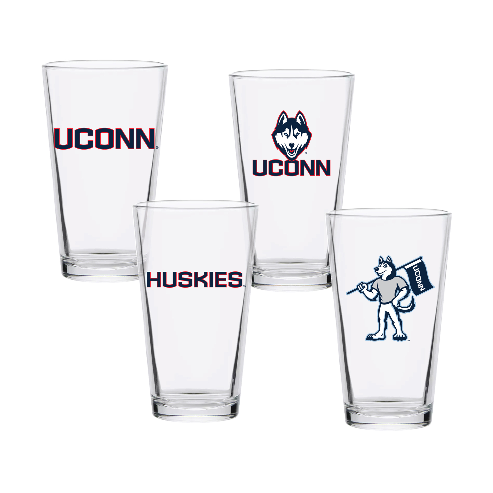 UConn Huskies 16oz. Collector Pint Glass Four-Piece Set