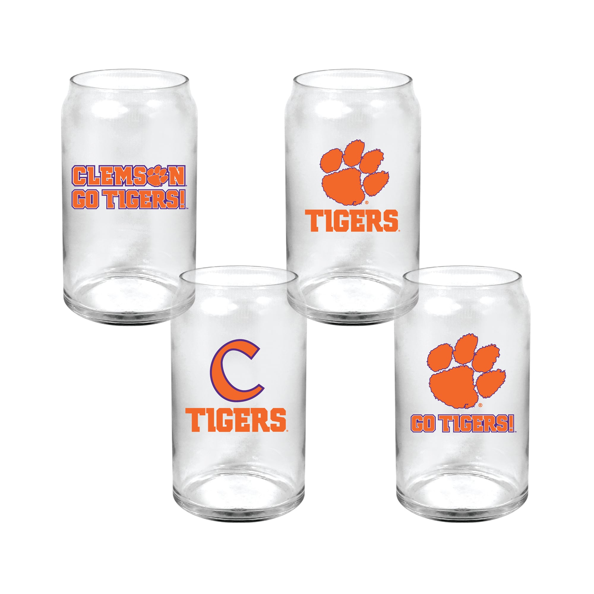 Indigo Falls  Clemson Tigers Core Collectors Glass Can 4-Pack Set