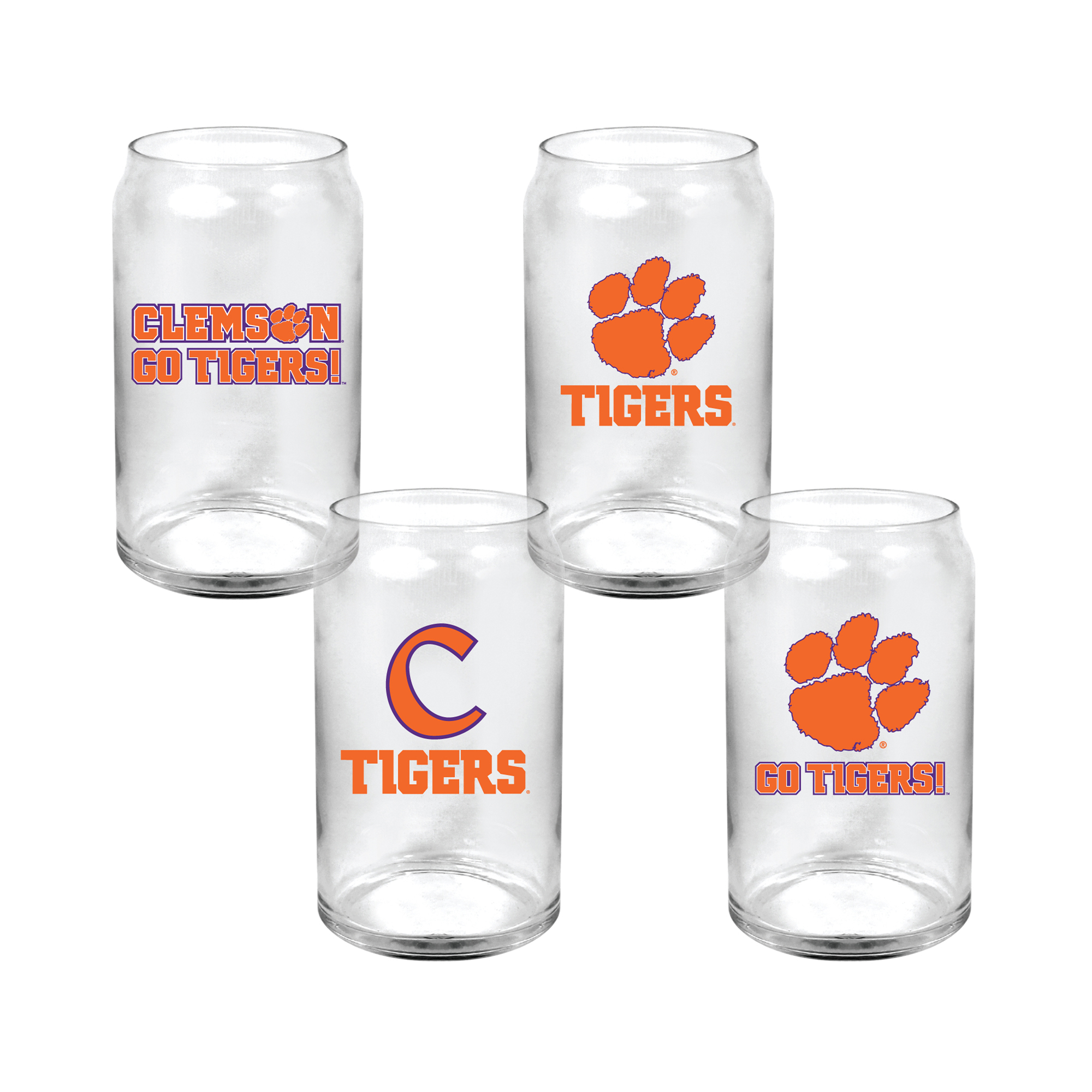 Indigo Falls Clemson Tigers Core Collectors Glass Can 4-Pack Set Indigo Falls Clemson Tigers Core Collectors Glass Can 4-Pack Set