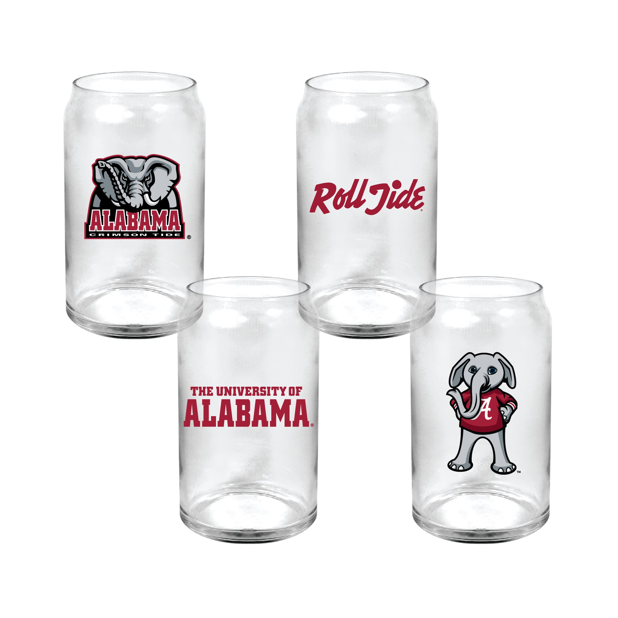 Indigo Falls  Alabama Crimson Tide Core Collectors Glass Can 4-Pack Set