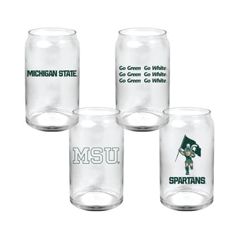 Indigo Falls  Michigan State Spartans Core Collectors Glass Can 4-Pack Set