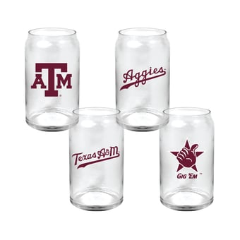 Indigo Falls  Texas A&M Aggies Core Collectors Glass Can 4-Pack Set