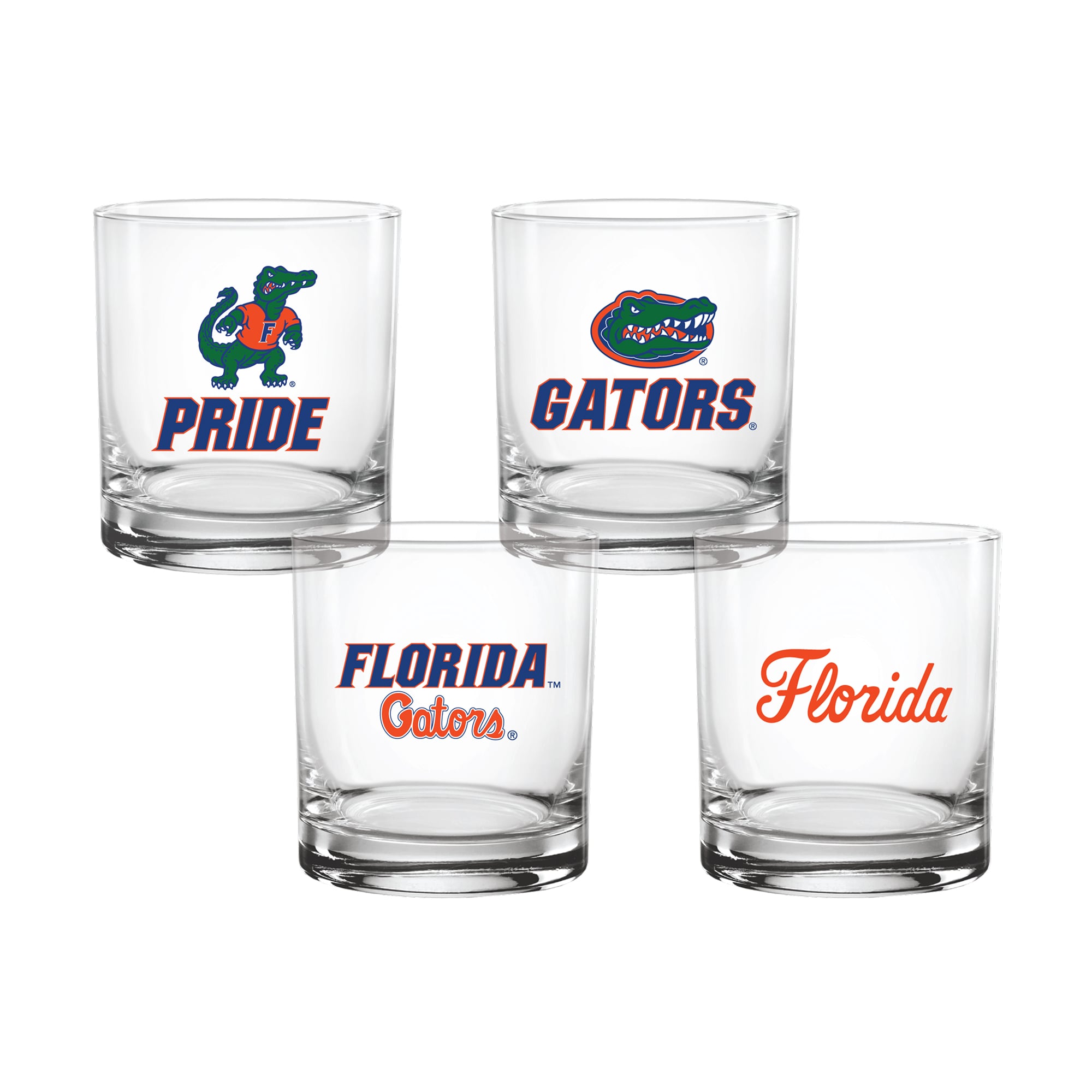 Indigo Falls  Florida Gators Core 4-Pack Collectors Rocks Glass Set