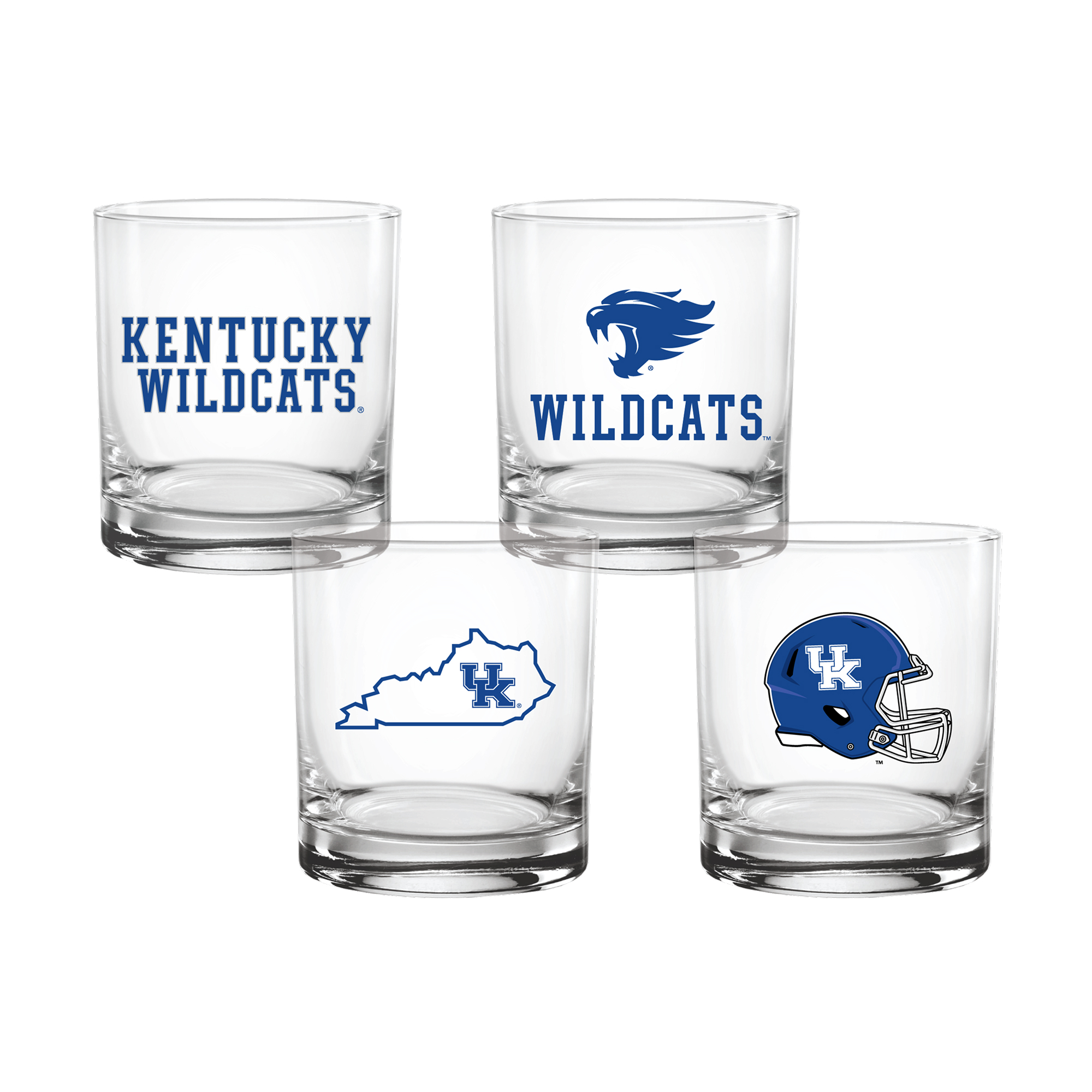 Indigo Falls  Kentucky Wildcats Core 4-Pack Collectors Rocks Glass Set