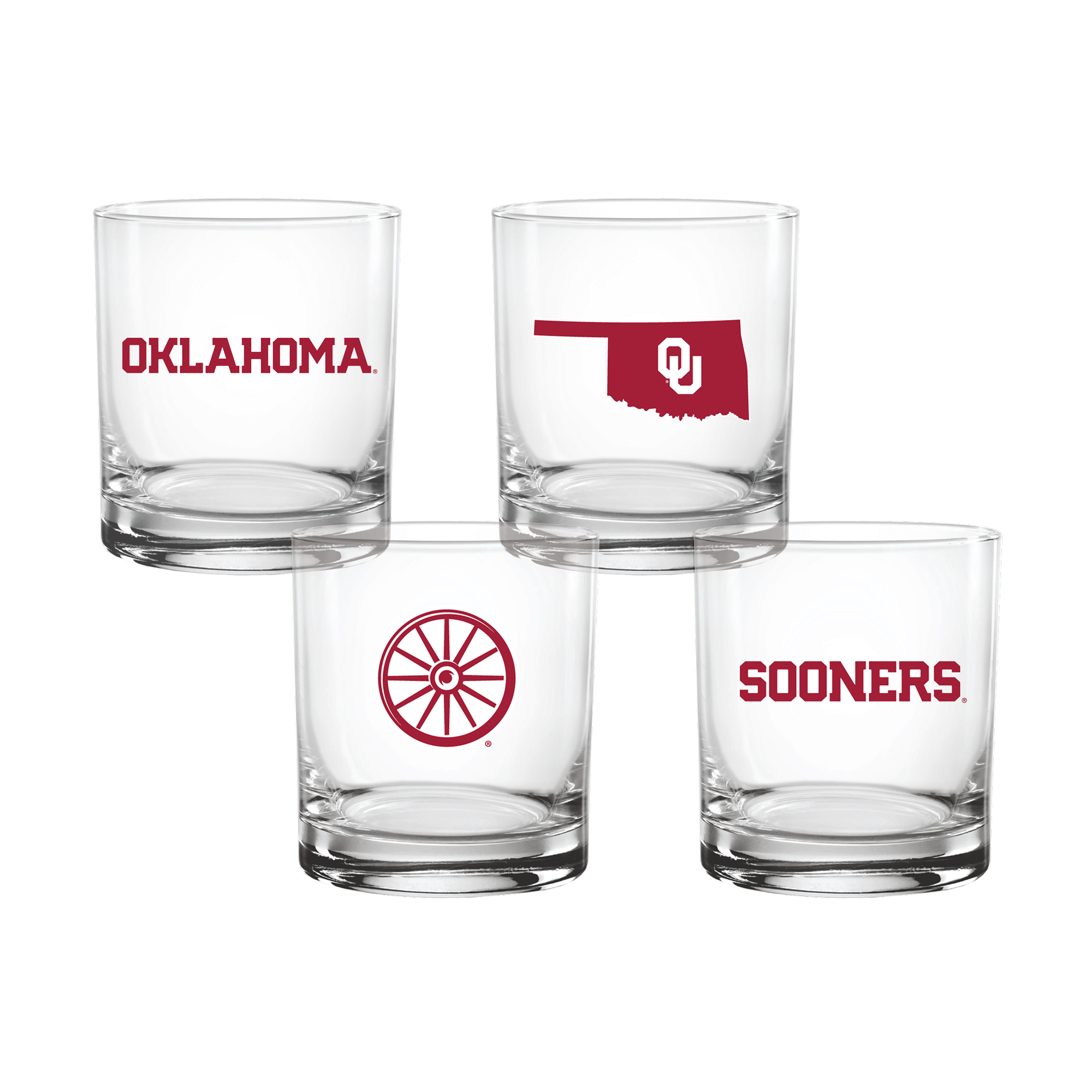 Indigo Falls Oklahoma Sooners Core 4-Pack Collectors Rocks Glass Set Indigo Falls Oklahoma Sooners Core 4-Pack Collectors Rocks Glass Set