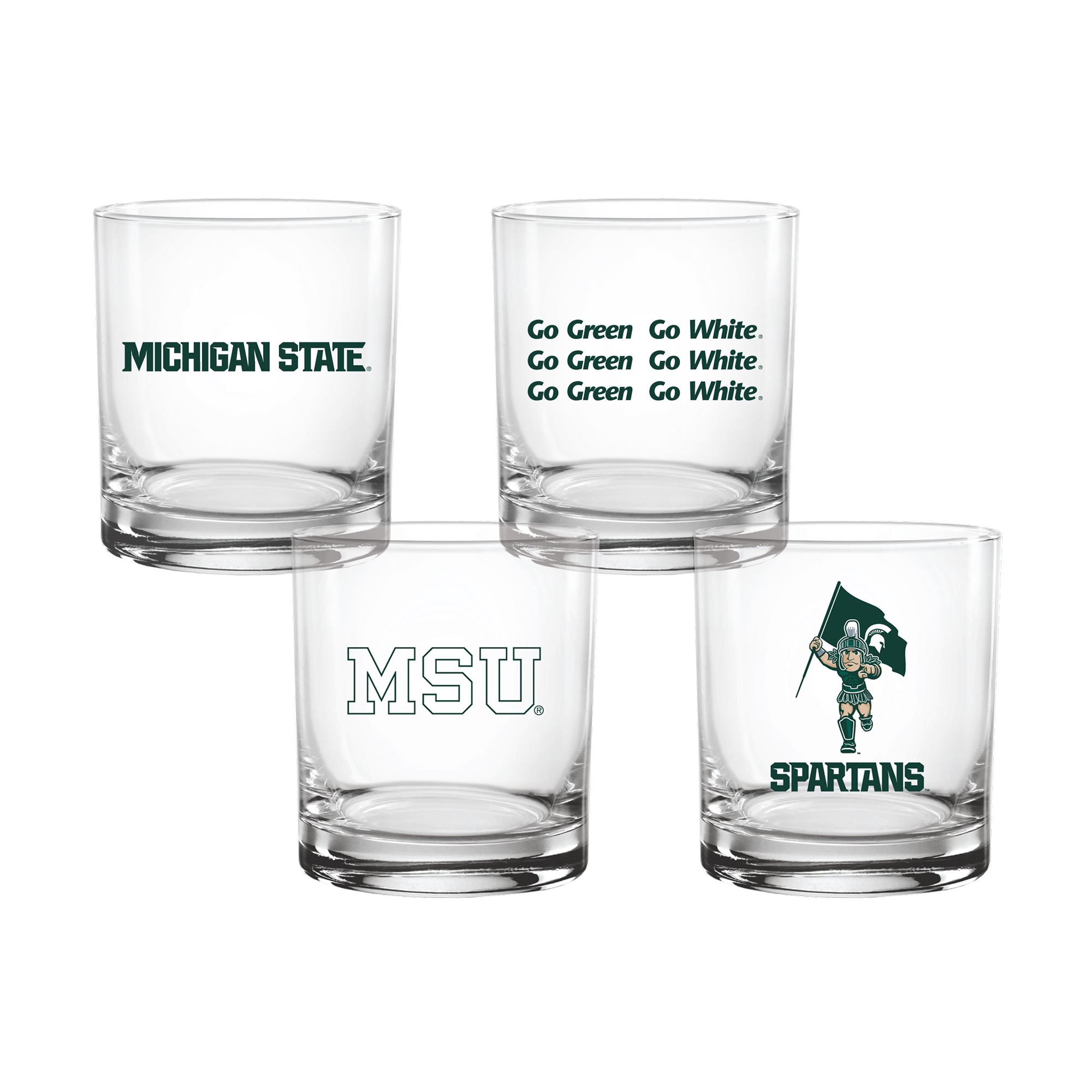 Indigo Falls  Michigan State Spartans Core 4-Pack Collectors Rocks Glass Set