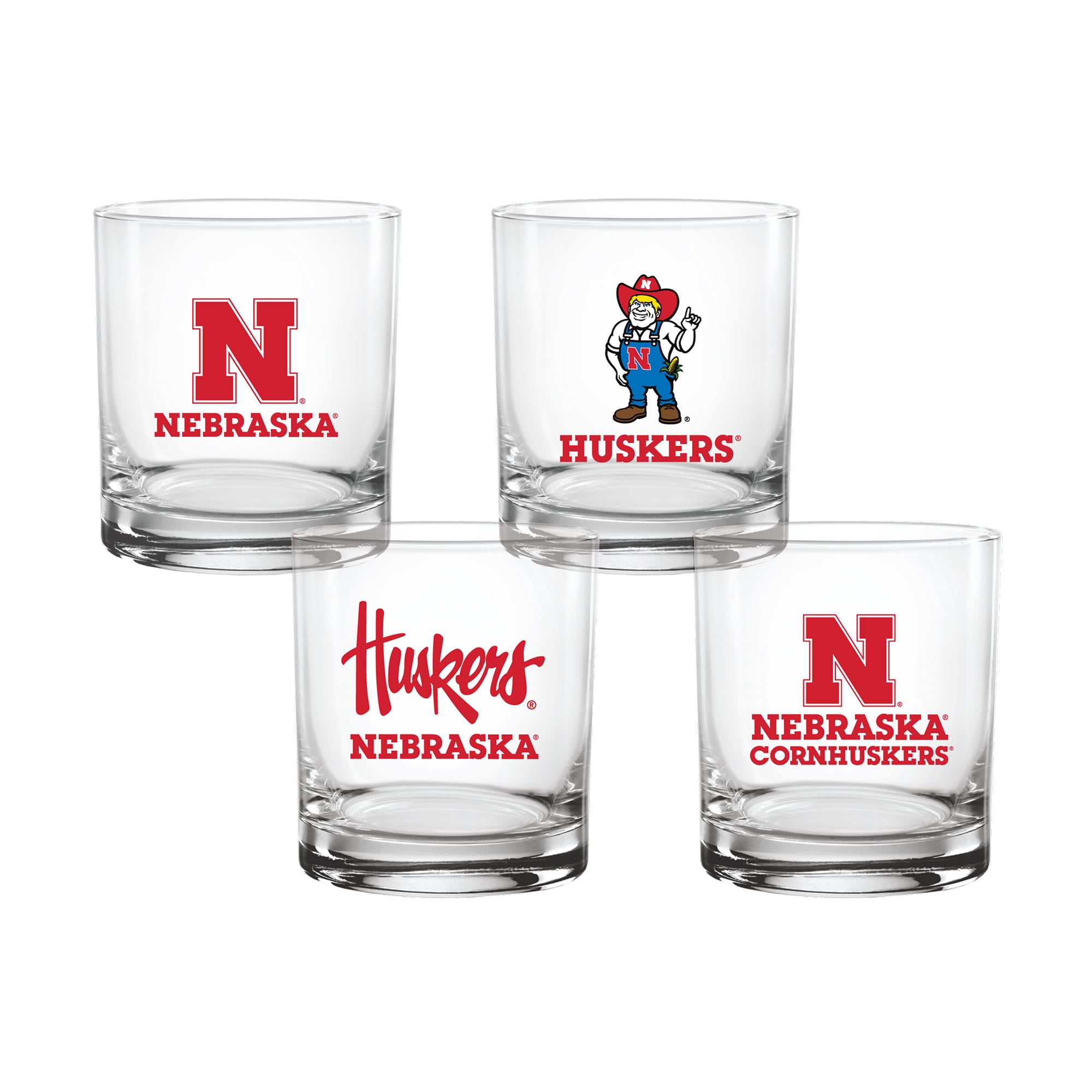 Indigo Falls  Nebraska Huskers Core 4-Pack Collectors Rocks Glass Set