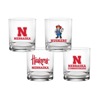 Indigo Falls  Nebraska Huskers Core 4-Pack Collectors Rocks Glass Set