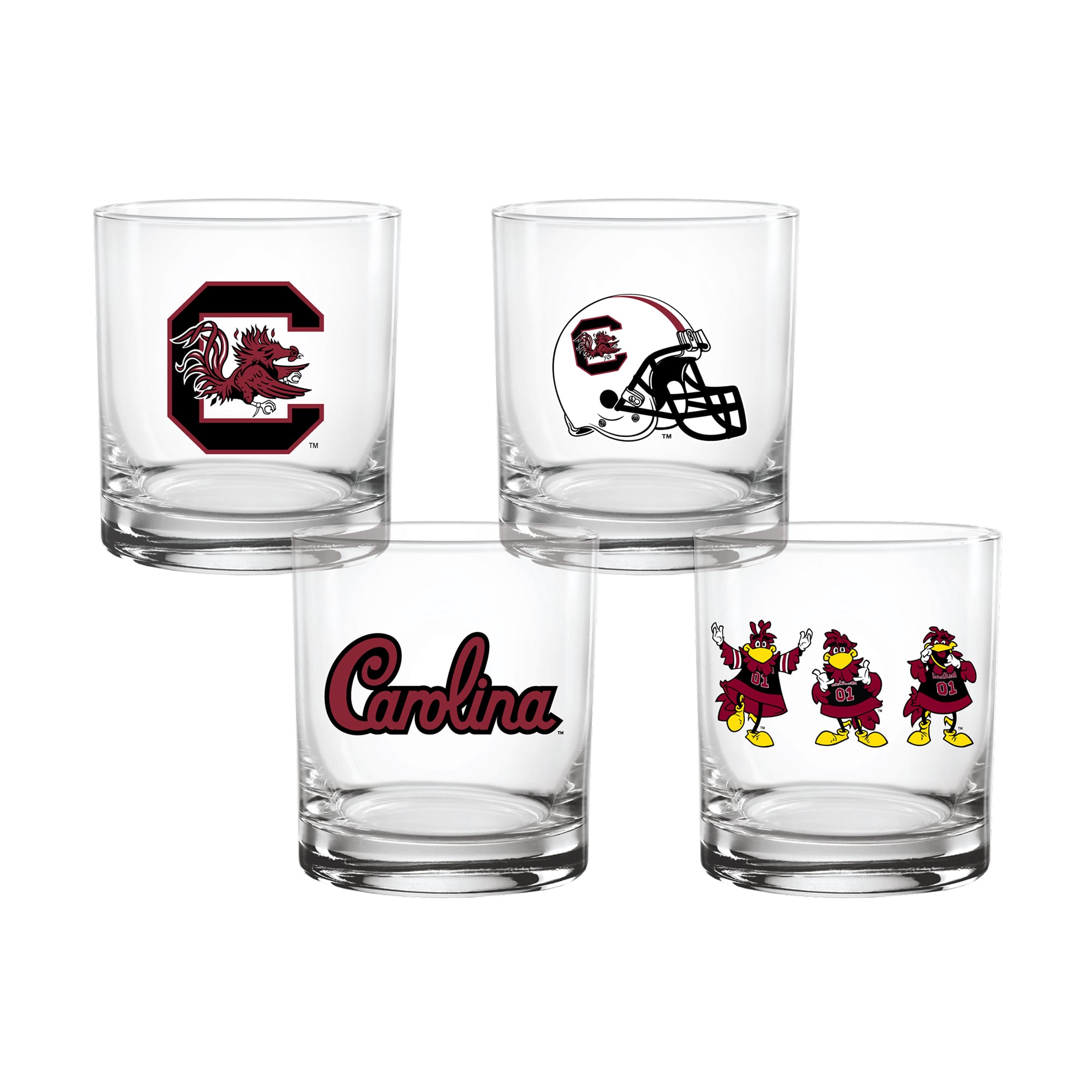 Indigo Falls  South Carolina Gamecocks Core 4-Pack Collectors Rocks Glass Set