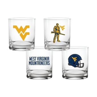 Indigo Falls  West Virginia Mountaineers Core 4-Pack Collectors Rocks Glass Set