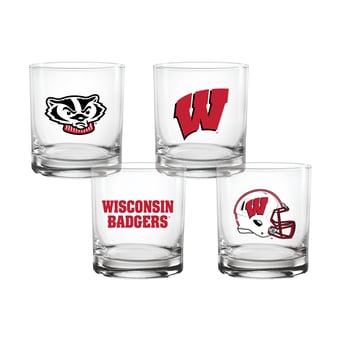Indigo Falls  Wisconsin Badgers Core 4-Pack Collectors Rocks Glass Set