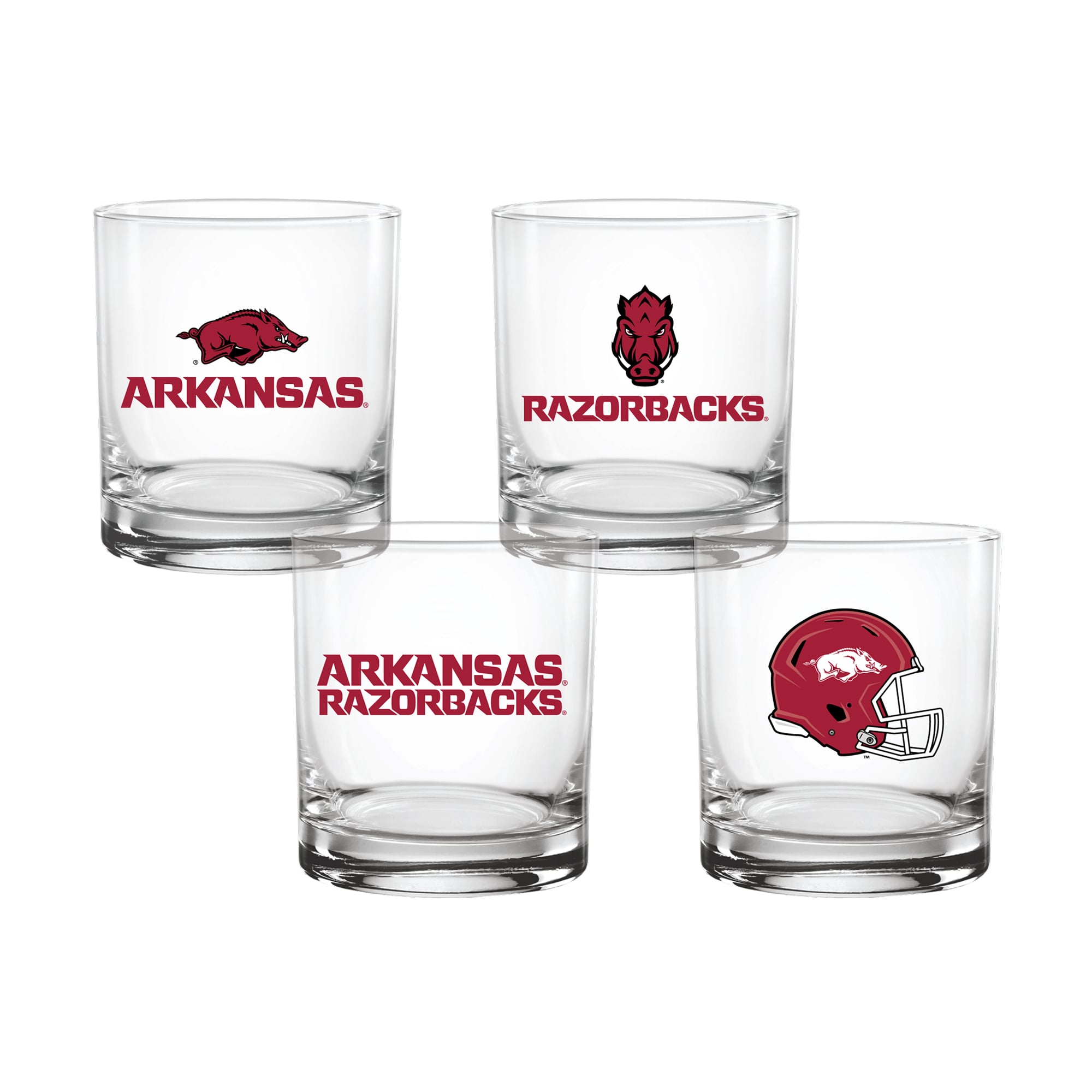 Indigo Falls Arkansas Razorbacks Core 4-Pack Collectors Rocks Glass Set