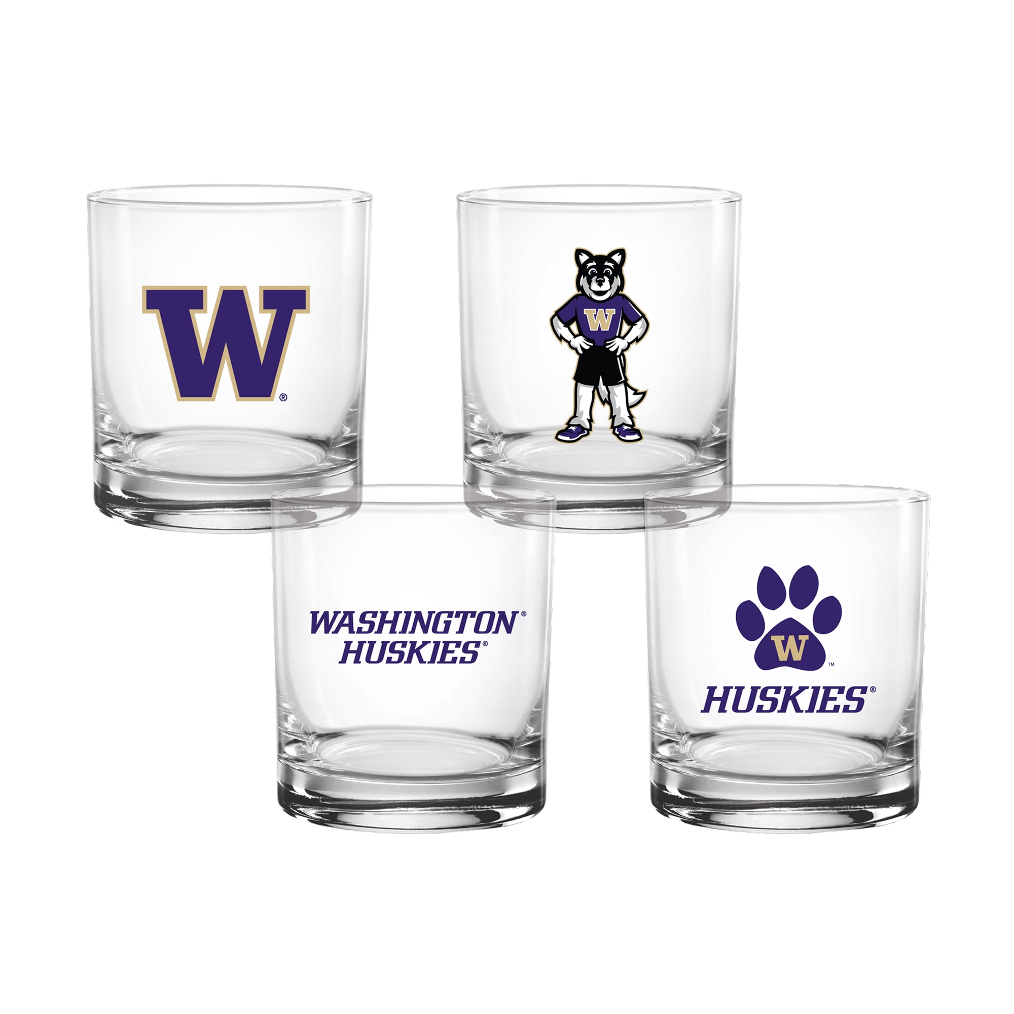 Indigo Falls Washington Huskies Core 4-Pack Collectors Rocks Glass Set