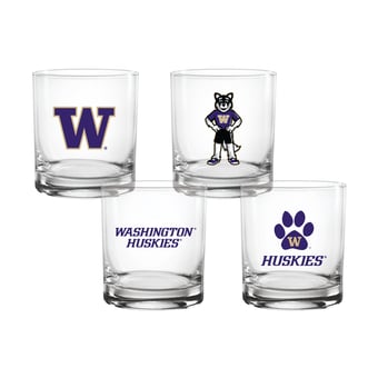 Indigo Falls  Washington Huskies Core 4-Pack Collectors Rocks Glass Set