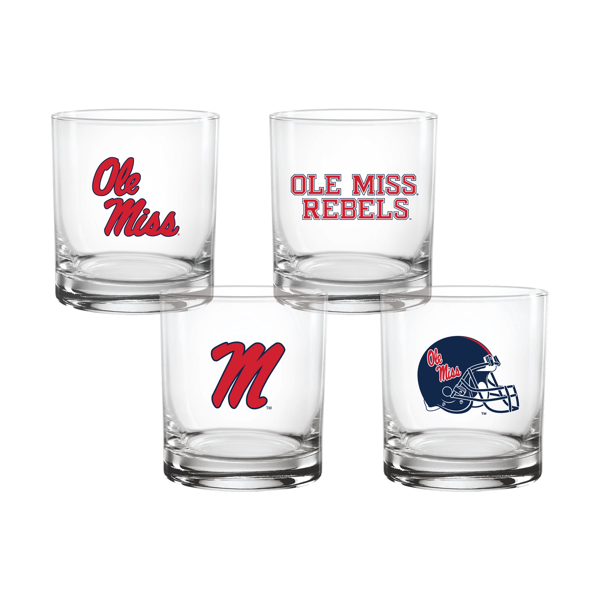 Indigo Falls  Ole Miss Rebels Core 4-Pack Collectors Rocks Glass Set