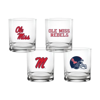 Indigo Falls  Ole Miss Rebels Core 4-Pack Collectors Rocks Glass Set