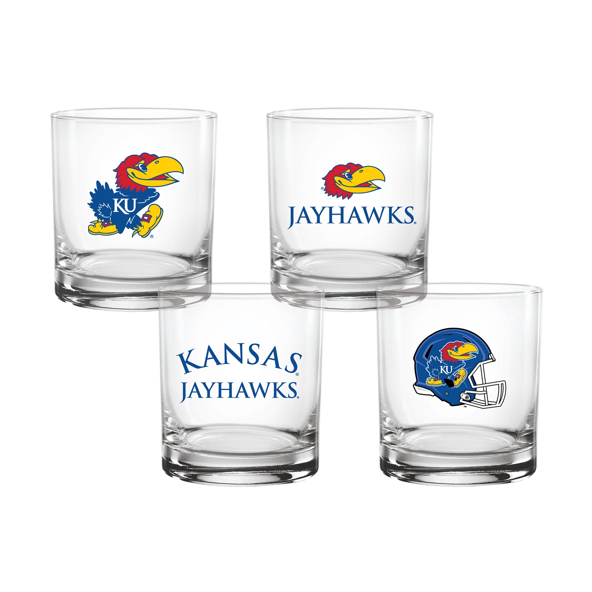 Indigo Falls  Kansas Jayhawks Core 4-Pack Collectors Rocks Glass Set