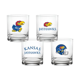 Indigo Falls  Kansas Jayhawks Core 4-Pack Collectors Rocks Glass Set