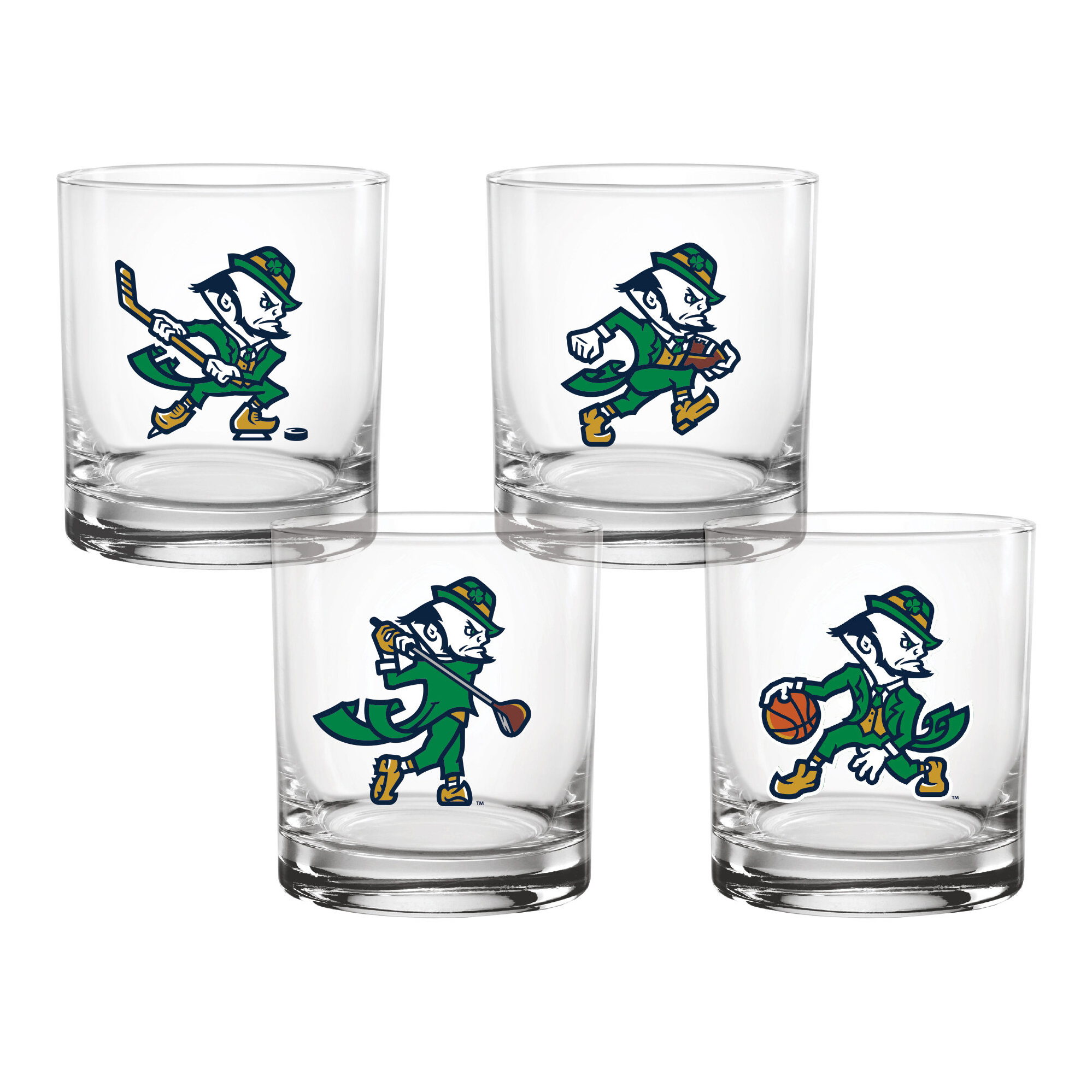 Indigo Falls Notre Dame Fighting Irish Core 4-Pack Collectors Rocks Glass Set