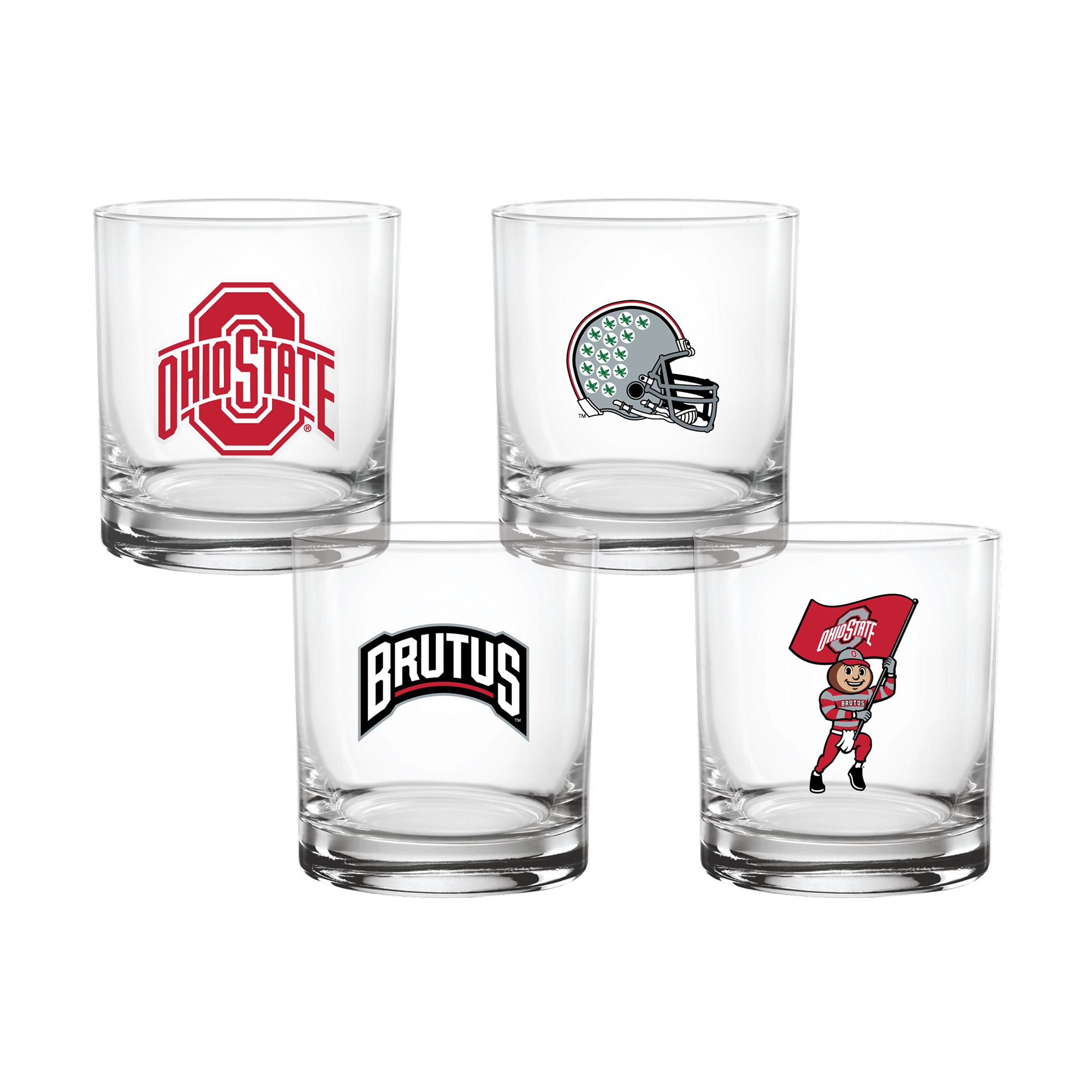 Indigo Falls  Ohio State Buckeyes Core 4-Pack Collectors Rocks Glass Set