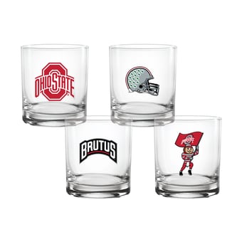 Indigo Falls  Ohio State Buckeyes Core 4-Pack Collectors Rocks Glass Set