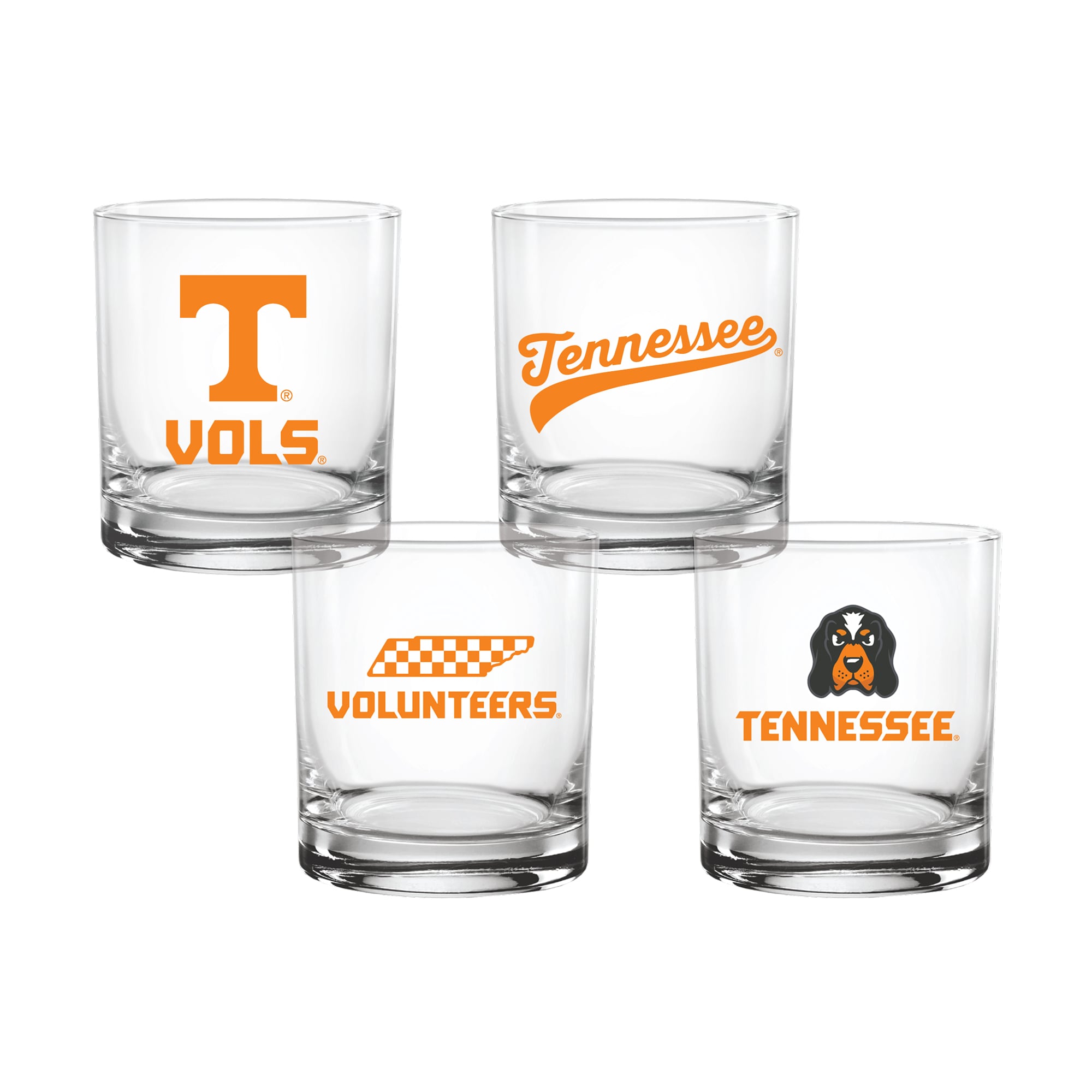 Indigo Falls Tennessee Volunteers Core 4-Pack Collectors Rocks Glass Set