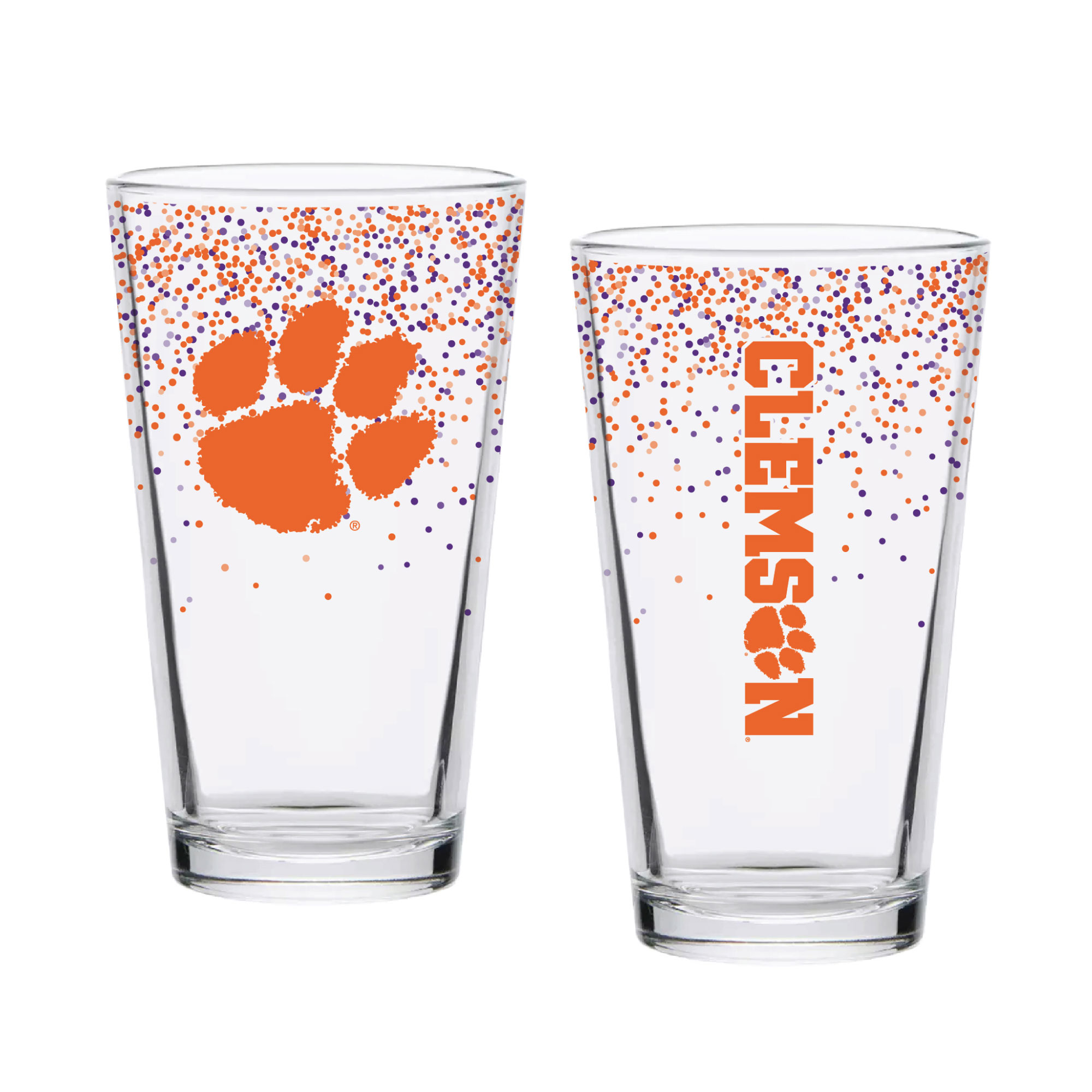 Indigo Falls Clemson Tigers Confetti Pints - Set of 2