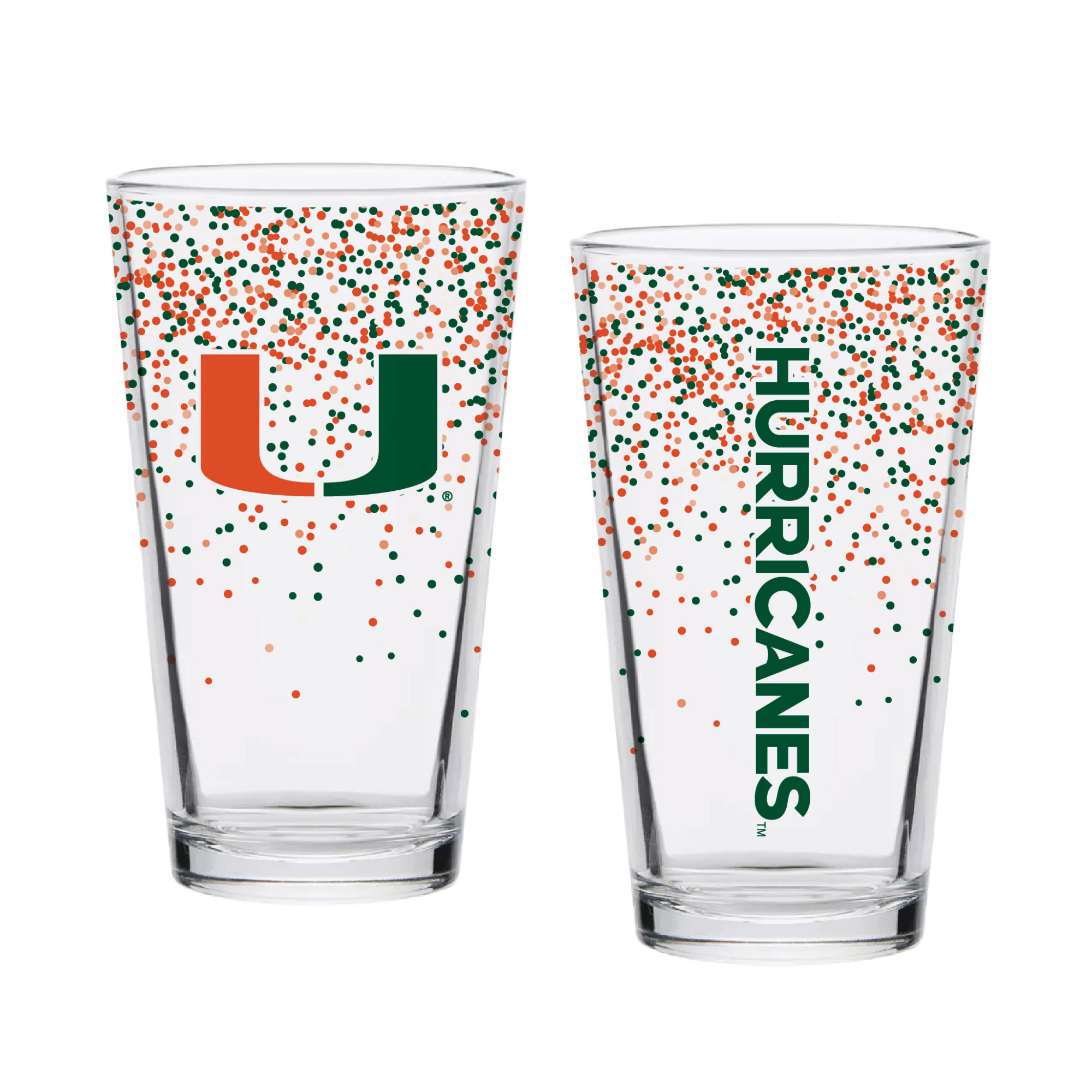 Indigo Falls Miami Hurricanes Confetti Pints - Set of 2