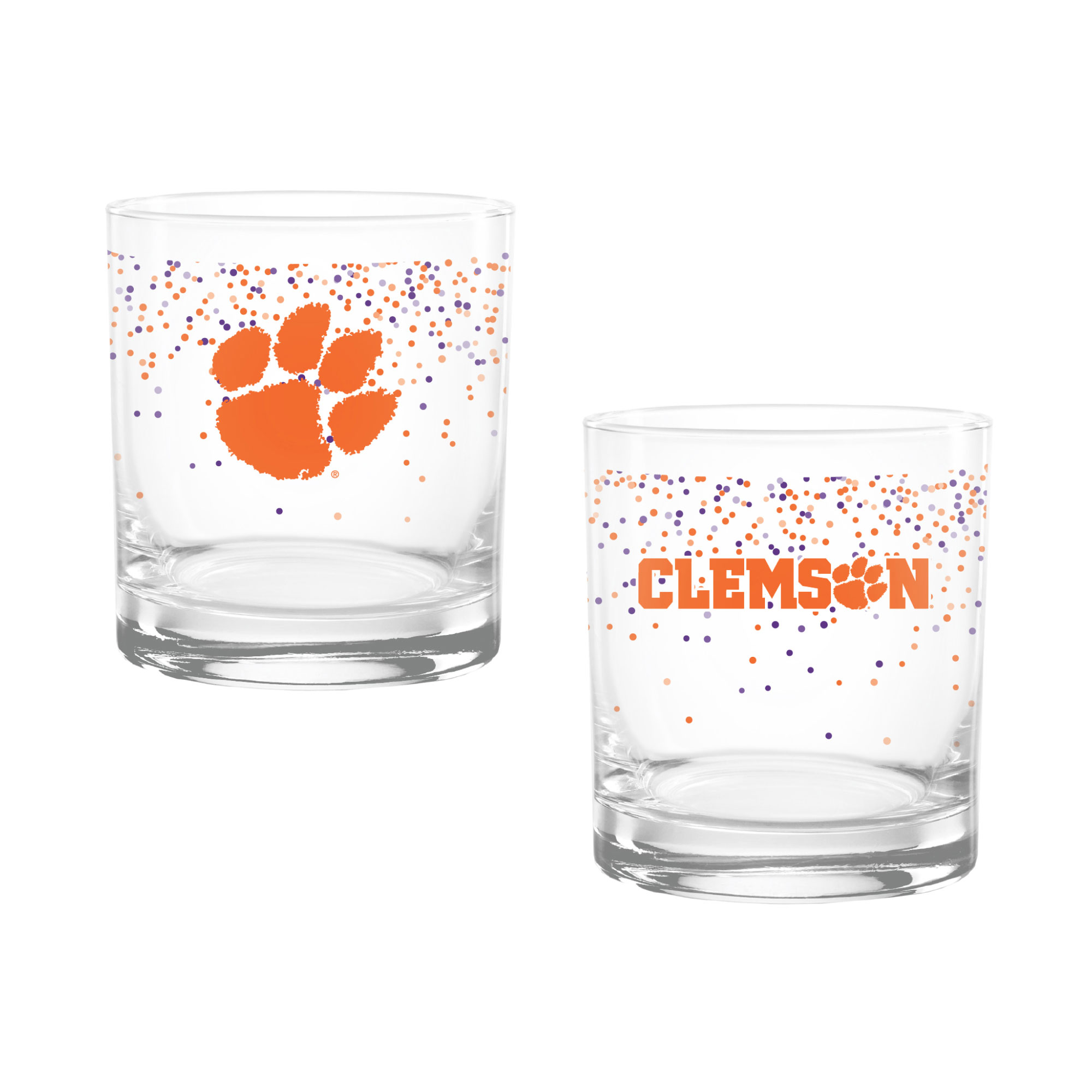Indigo Falls Clemson Tigers Confetti Rocks Glass Set of 2
