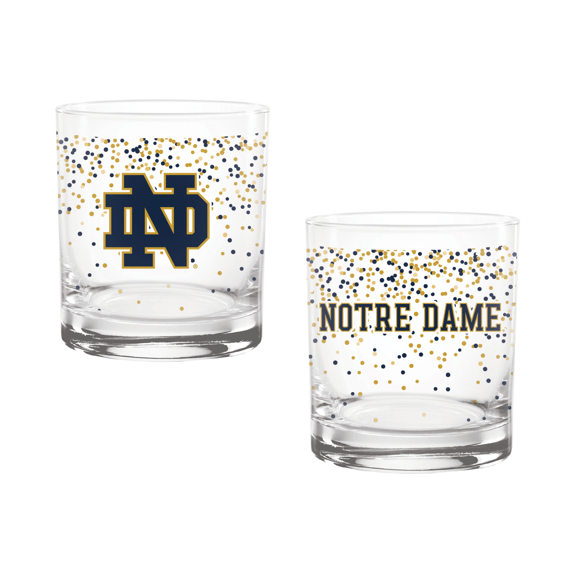 Indigo Falls Notre Dame Fighting Irish Confetti Rocks Glass Set of 2