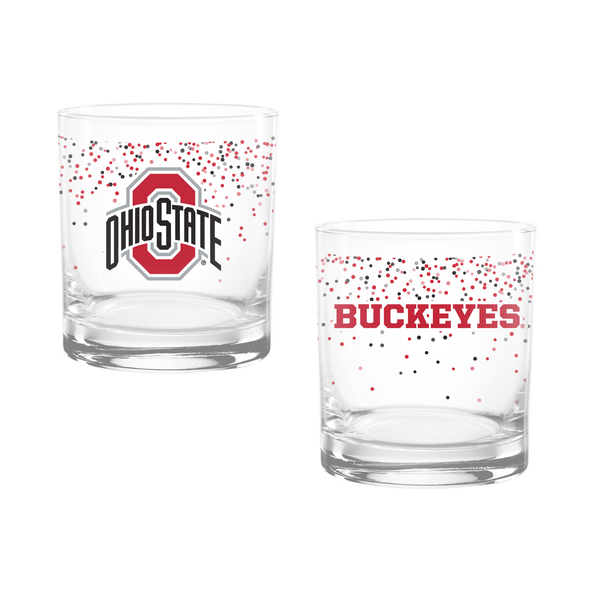 Indigo Falls Ohio State Buckeyes Confetti Rocks Glass Set of 2