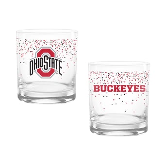Indigo Falls Ohio State Buckeyes Confetti Rocks Glass Set of 2