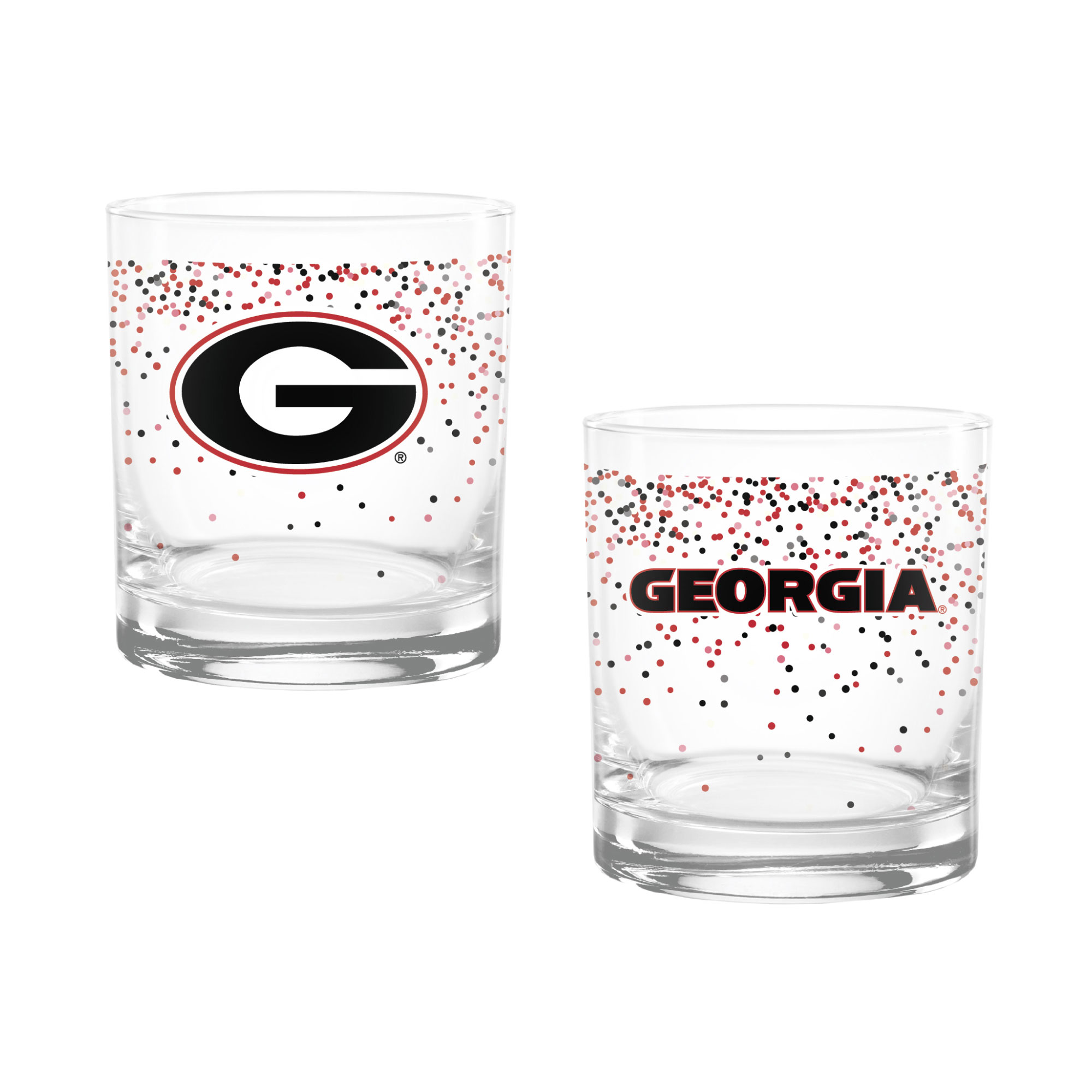 Indigo Falls Georgia Bulldogs Confetti Rocks Glass Set of 2