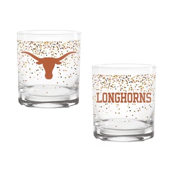 Indigo Falls Texas Longhorns Confetti Rocks Glass Set of 2