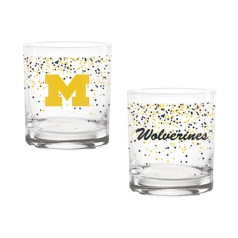 Indigo Falls Michigan Wolverines Confetti Rocks Glass Set of 2