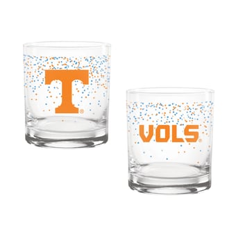 Indigo Falls Tennessee Volunteers Confetti Rocks Glass Set of 2