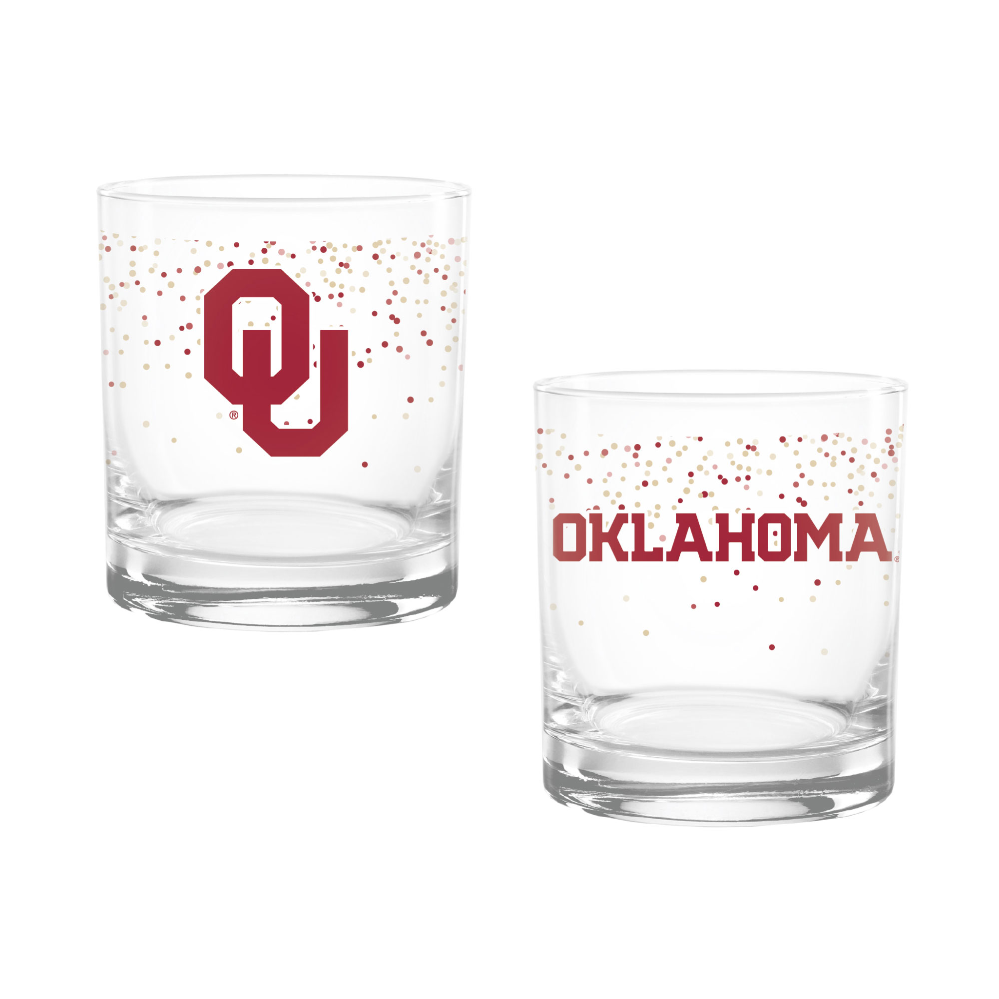 Indigo Falls Oklahoma Sooners Confetti Rocks Glass Set of 2