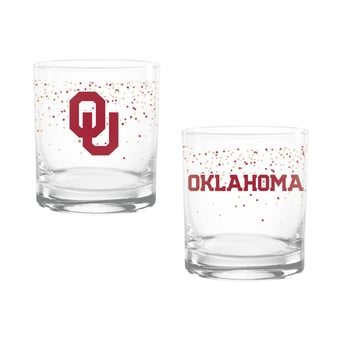 Indigo Falls Oklahoma Sooners Confetti Rocks Glass Set of 2