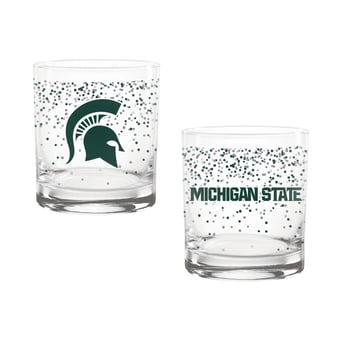 Indigo Falls Michigan State Spartans Confetti Rocks Glass Set of 2