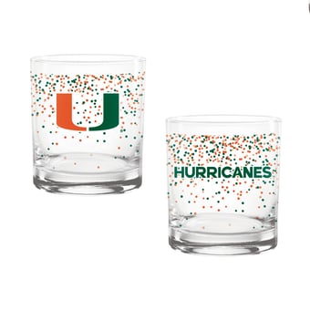 Indigo Falls Miami Hurricanes Confetti Rocks Glass Set of 2